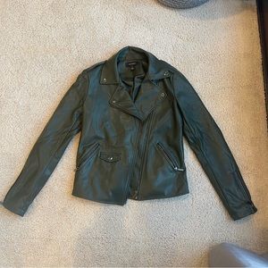 Dark Green Faux Leather Jacket